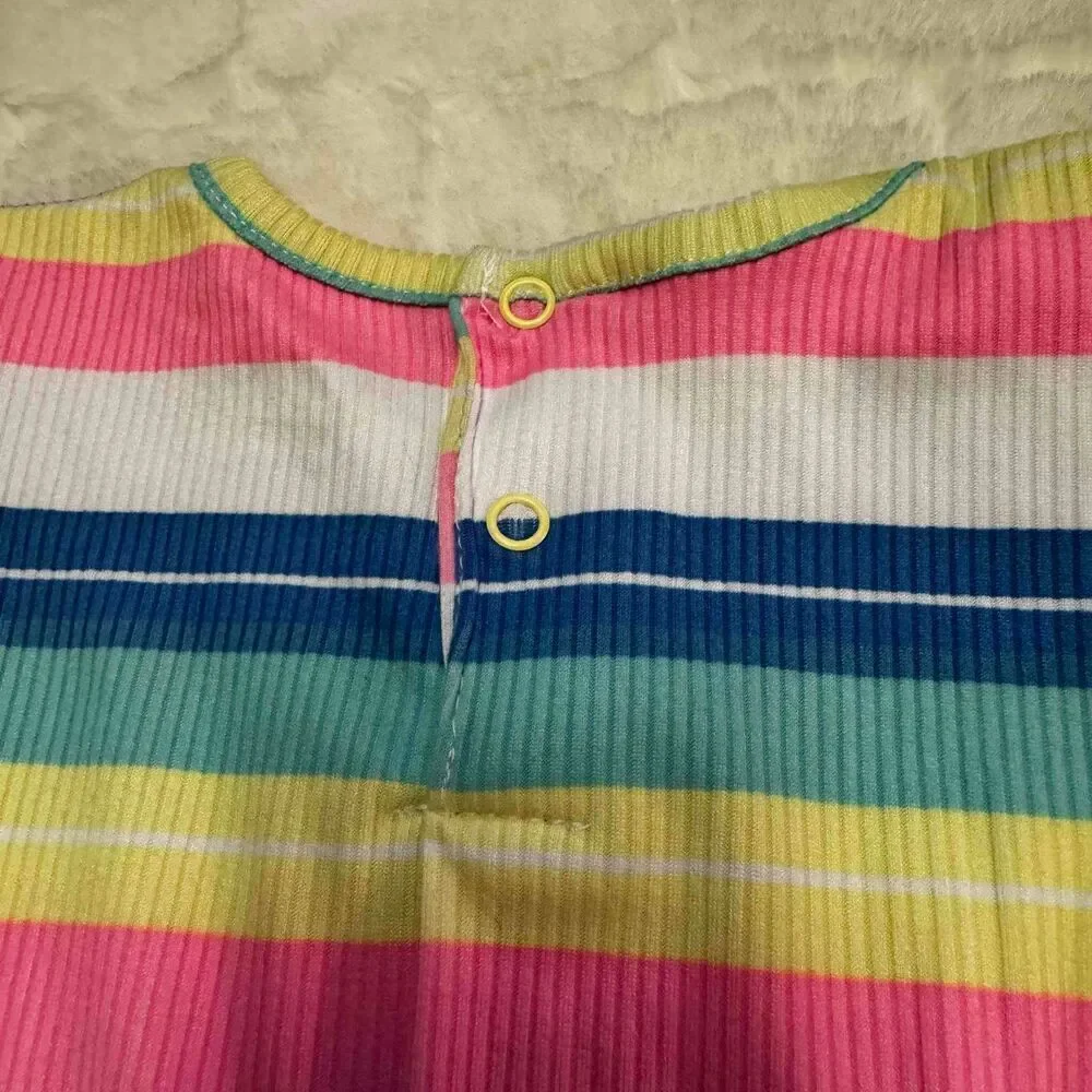 DELIAS Baby Girls Striped Romper Sleeveless Denim Vest Set Multicolor 2T NWT